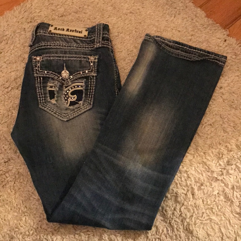 Rock Revival Size 30” Medium Wash Straight Leg